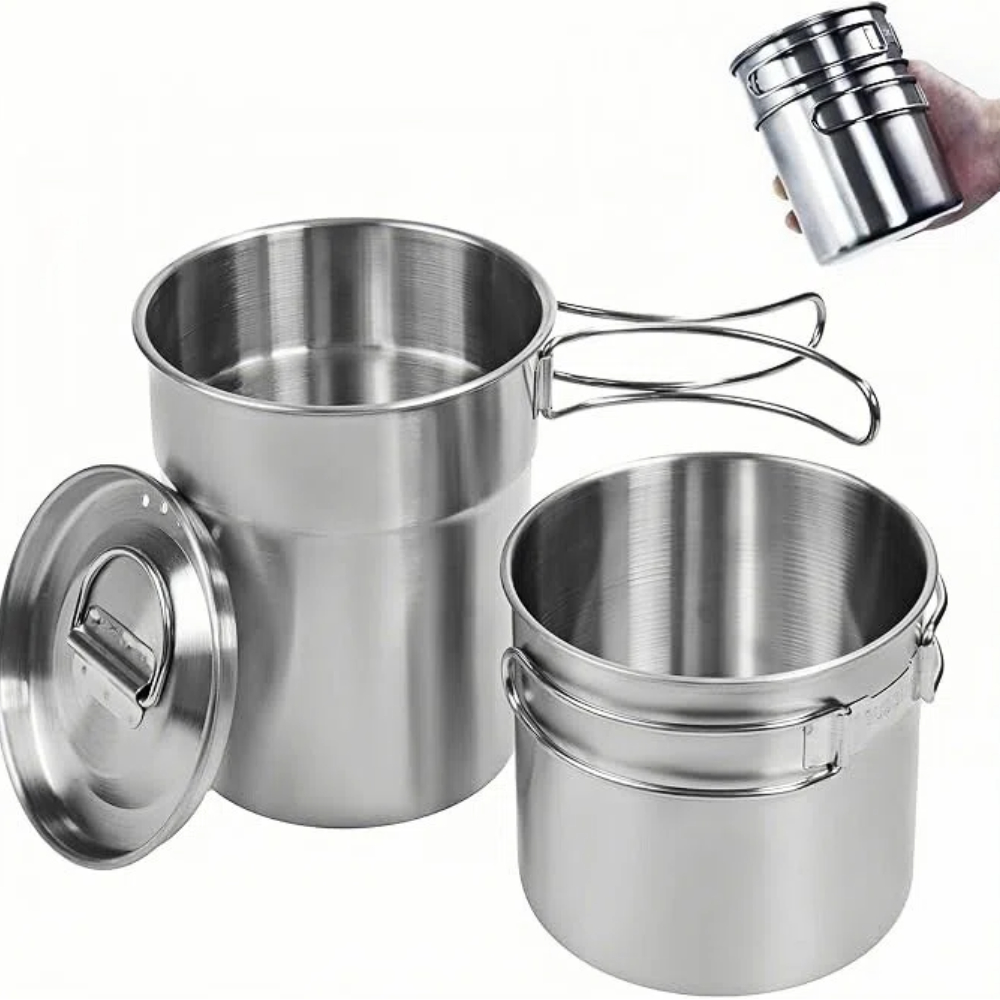 Camping Cooking And Cutlery Set - Katlanabilir Kamp Bardakları Kupalar Kamp Tenceresi