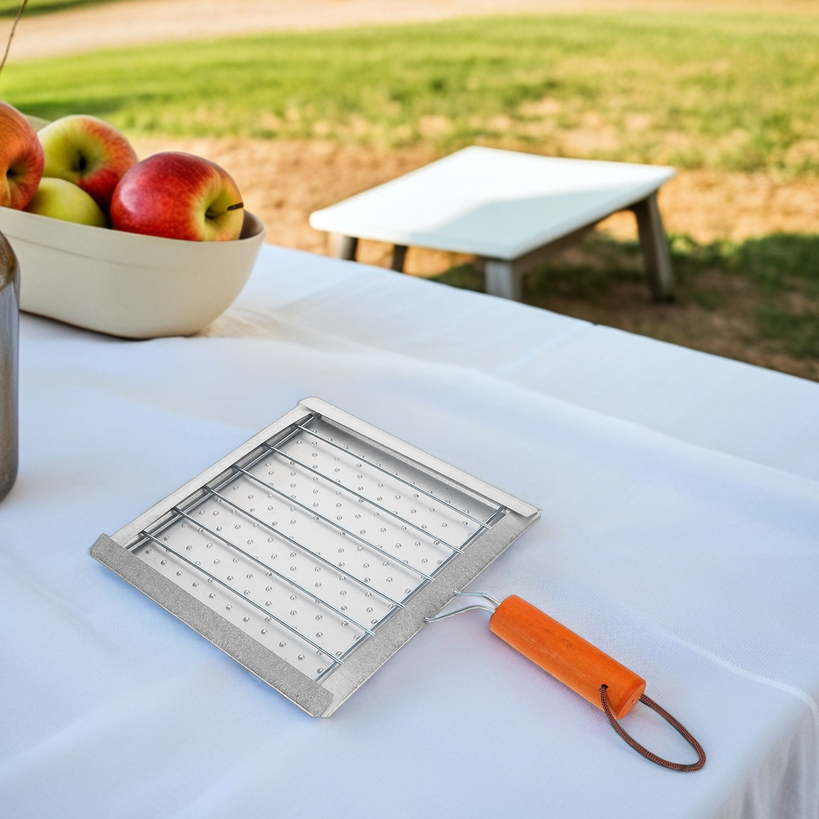 Camping Cooking Tray - Taşınabilir Kare Ahşap Saplı Tost Rafı,