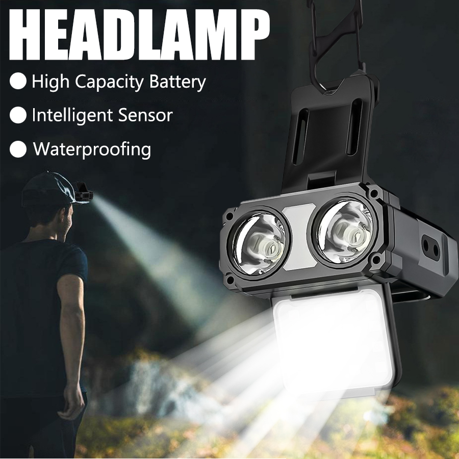 Camping Cooking Fish - Sensörlü COB LED Far Başlığı Klipsli