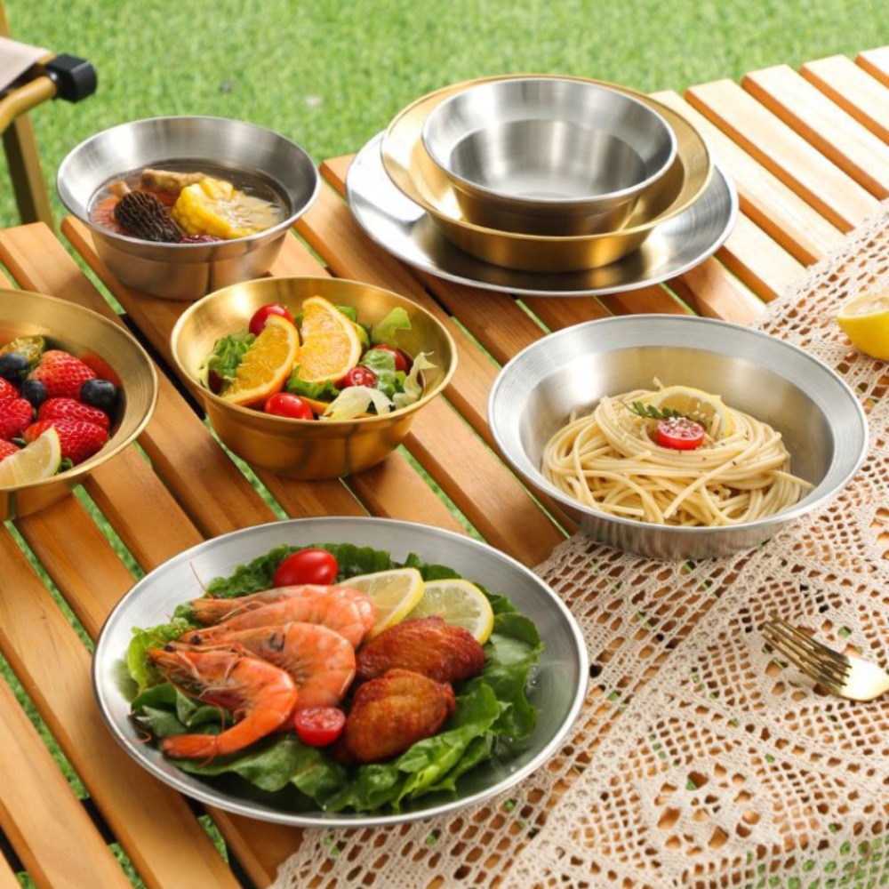 Camping Cooking Plate - Paslanmaz çelik çatal bıçak kaşık seti