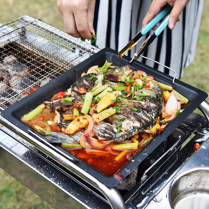 Açık havada kalın kare ızgara  - Camping Cooking Tray incelemesi ve fiyatı